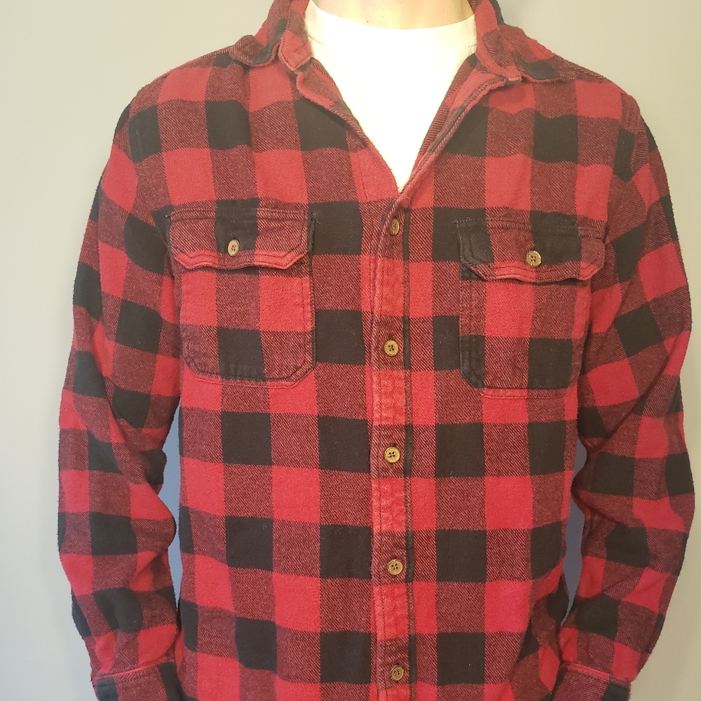 Men's Red and Black plaid button up